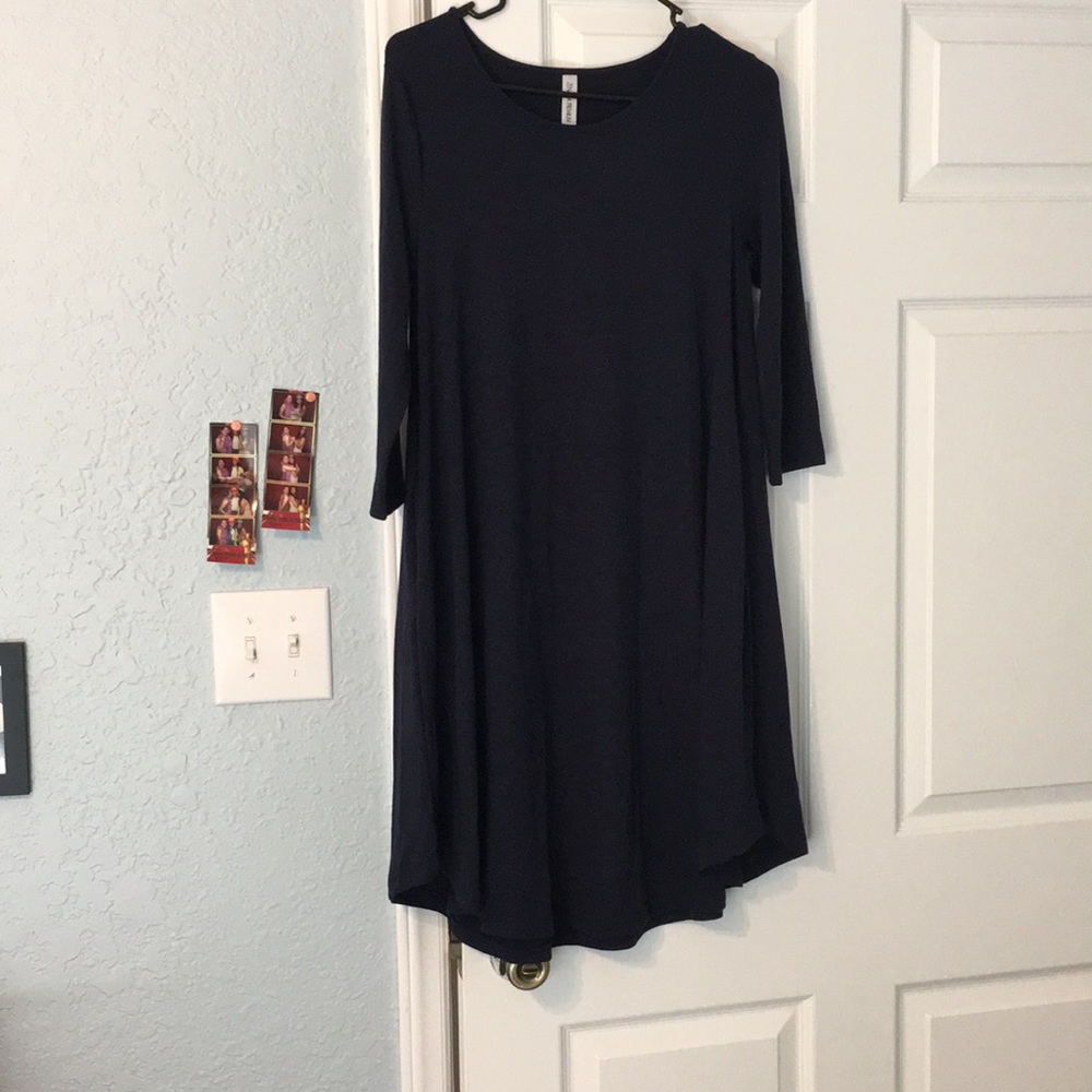 Navy Blue Long Sleeve T-Shirt Dress